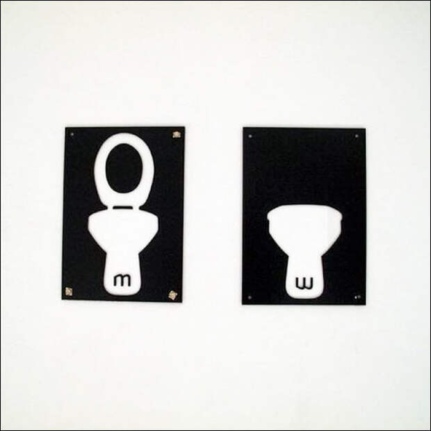 Креативные таблички на дверях туалетов.