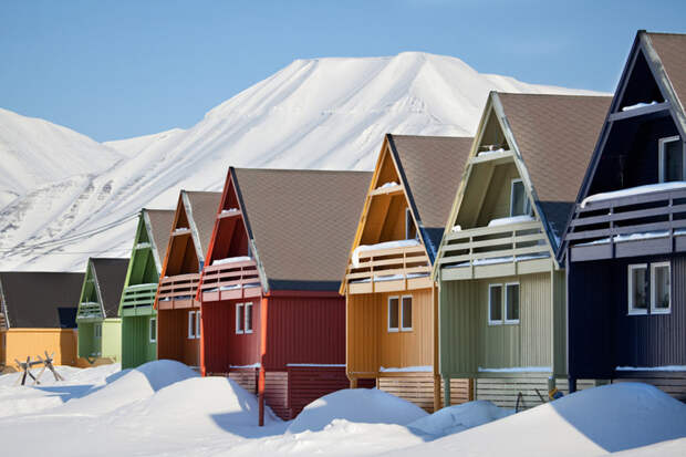 Longyearbyen, Svallbard, Norway Longyearbyen, Svallbard, Norway архитектура, пейзаж, разноцветные города, юмор