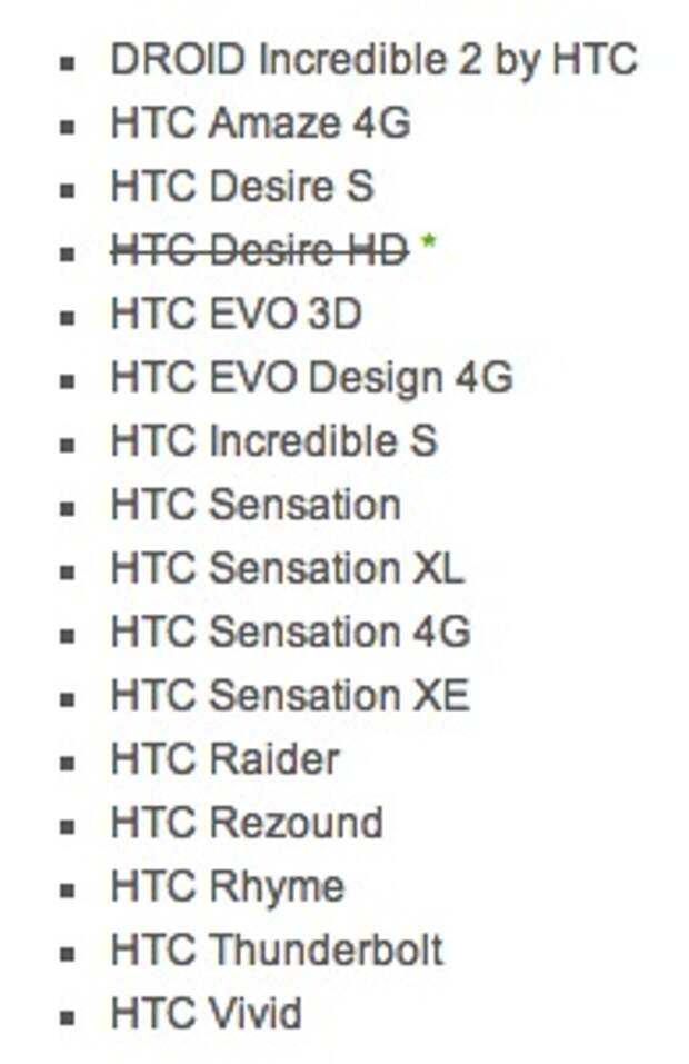 HTC Desire HD остался без Android 4.0
