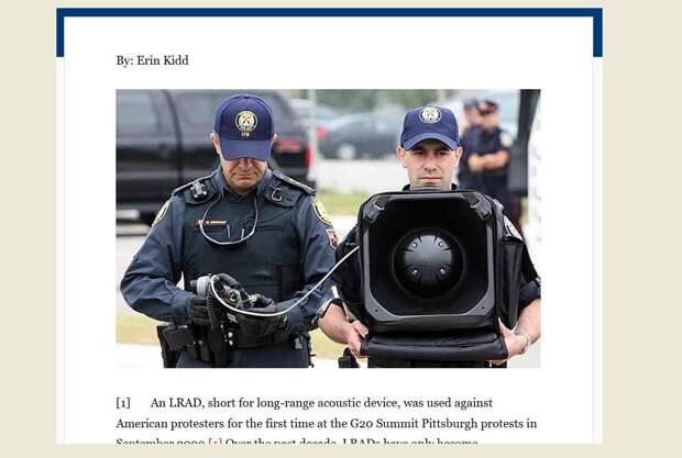 Так выглядит Long Range Acoustic Device. Скрин: jolt.richmond.edu