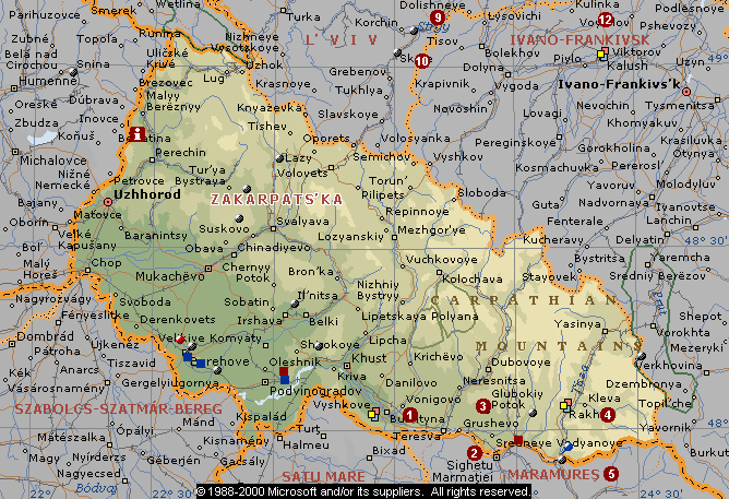 Карта украины карпаты