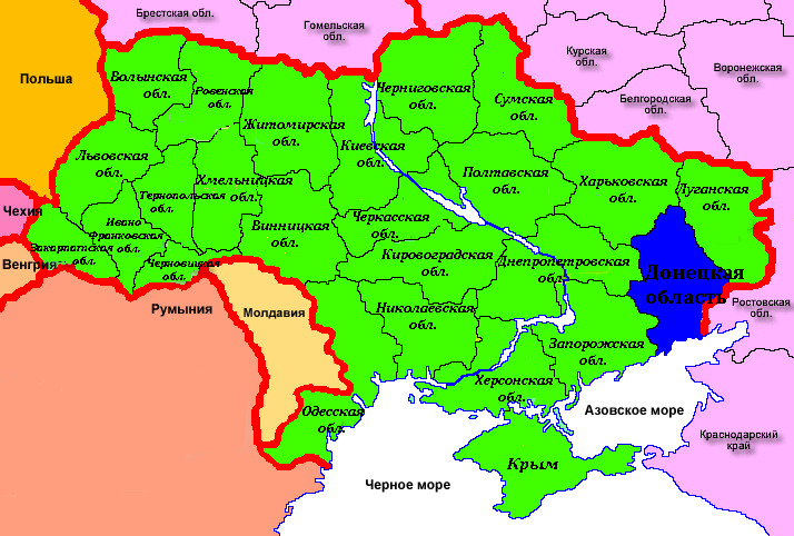 Карта украины до 2014 года с областями